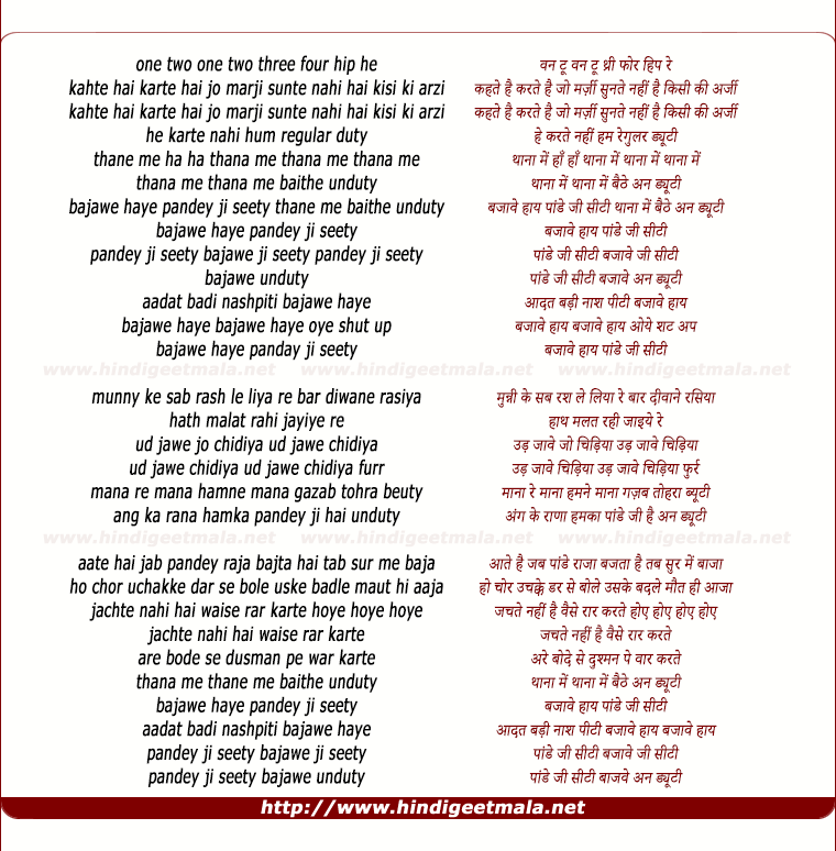lyrics of song Pandeyjee Seeti (Remix)